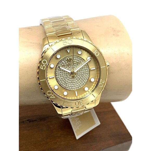 Michael Kors Women's Watch MK6911 Runway Gemmed Quartz 40mm Gold Stainless Steel - Picture 12 of 15